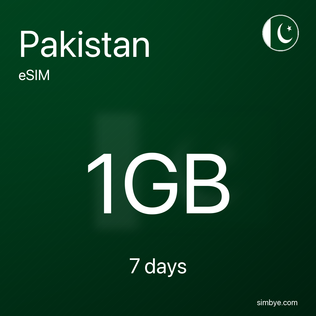 Simbye Pakistan 1GB 7Days eSIM
